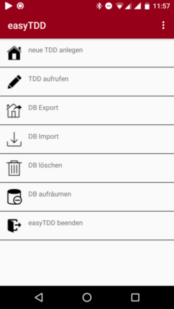 Screenshot Startseite easyTDD-App